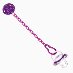 Соска - пустышка с держателем Крошка Я «Пингвинчик», анатомическая, от 6 мес, фиолетовый