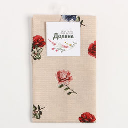 Цена за 2 шт. Кухонное полотенце Доляна. Цветочки, 28?46 см, 100% хлопок, вафля 160 г/м?