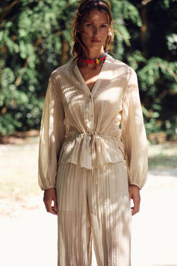 SEMI-SHEER CREASED-EFFECT SHIRT - Zara фото 8