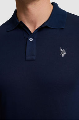 Erkek Lacivert Regular Fit Polo Yaka Basic Ti__rt