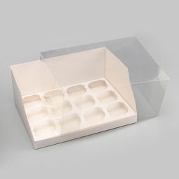 Коробка для 12 капкейков белая, 31×24×14 см