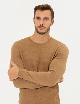 Camel Melanj Slim Fit Bisiklet Yaka Triko Kazak - Pierre cardin фото 2