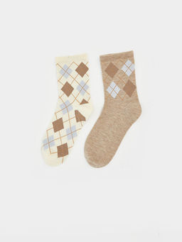 Baklava Desenli Kad?n Soket ?orap 2li