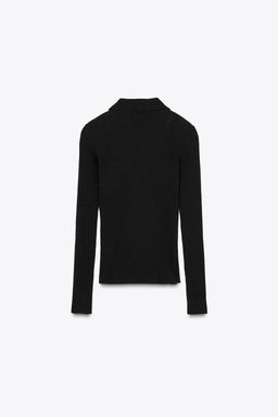 RIBBED POLO NECK T-SHIRT - Zara фото 8