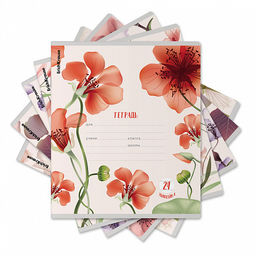 Цена за 10 шт. Тетрадь школьная ученическая ErichKrause Mystic Flowers, 24 листа, линейка (в плёнке по 10 шт.)_MIX-PACK