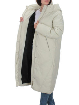 22339 BEIGE Пальто стеганое зимнее женское (200 гр. холлофайбера) - Фабричный китай фото 7