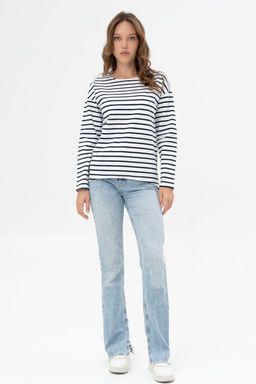 Джемпер женский 484L3-WB белый/полоска - Solo mio фото 2