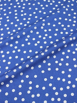 Штапель Россыпь белого гороха (7мм) цв.джинсово-синий, ш.1.45м, вискоза-100%, 90гр/м.кв