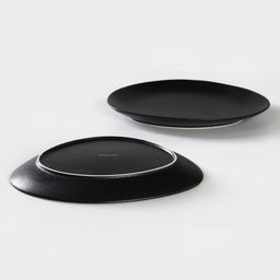 Тарелки Magistro Carbon, 26×23 см, набор 2 шт., фарфор, чёрные