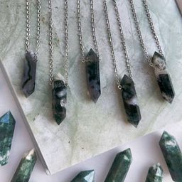 Кулон на цепочке из Мохового Агата 50 см +