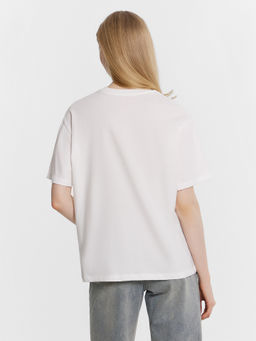 Футболка женская белая с золотистой отделкой белый +печать6 112678 - Mark formelle фото 4