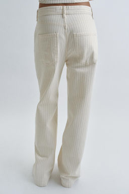 JEANS ZW COLLECTION WIDE LEG RAYAS TIRO ALTO / Crudo - Zara фото 3