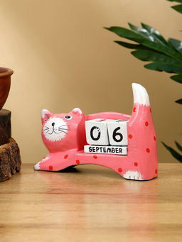 Календарь настольный Кошка, 13410 см, дерево, розовый