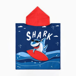 Полотенце-пончо детское LoveLife "Акула" 60х120 см, микрофибра, 100% пэ, 230 г/м2