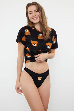 TRENDYOLMILLA Siyah-Beyaz-Ten 3lu Paket Pamuklu Tanga Orme Kulot THMSS21KU0135  фото 31