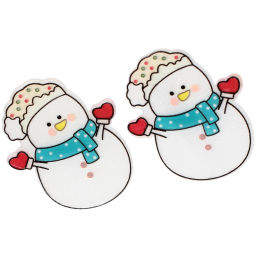 Цена за 6 шт. Зажимы для волос детские 2шт "БИСКВИТ", Снеговик, 5см