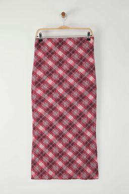 TRENDYOLMILLA Cok Renkli Dokulu Ekoseli Kumas Bask?l? Maxi Esnek Orme Etek TWOSS25ET00115 фото 6