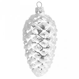 Елочная игрушка фигурка стеклянная Шишка большая 1 h12см, ручная художественная роспись, подарочная упаковка (Россия)