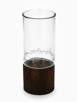 Ваза для цветов из стекла с деревянной подставкой, 25.5×10 см, 1.25 литра