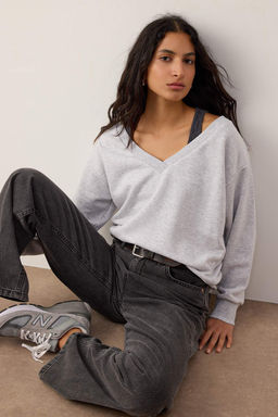 Teen Kar Melanj Cift Katl? Dusuk Omuzlu Orme Sweatshirt TWOAW26SW00149