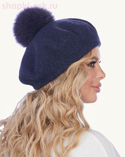 Берет Меланж фетр флис Помпон 115 Берет женский флис (58-59)