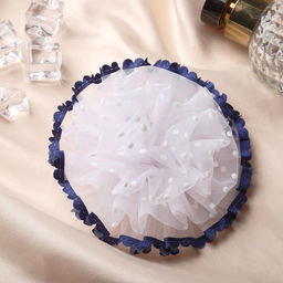 Цена за 6 шт. Бант для волос на резинке «Школьница», волнушка горошек синие края, d=11 см, сине-белый