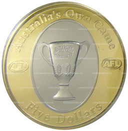 Монета 5 долларов 2004 года Австралия  кубок по Австралийскому футболу (Австралийская футбольная лига, в коробке)