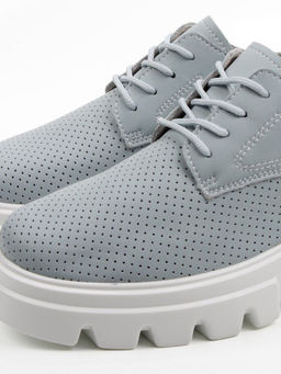 03-HY11-3D GRAY/LT. BLUE Полуботинки летние женские (натуральная кожа)