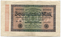 Банкнота 20000 марок 1923 года Германия