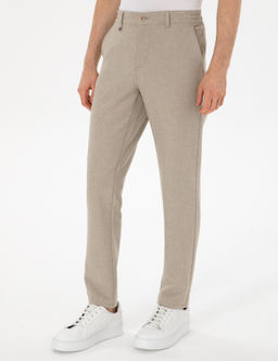 Bej Slim Fit Y_n Kar___ml_ Kanvas Pantolon - Cacharel фото 2