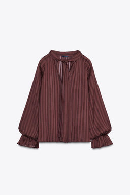 STRIPED BLOUSE WITH BOW - Zara фото 6