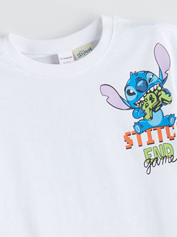 Bisiklet Yaka Stitch Bask?l? Erkek ?ocuk Ti??rt
