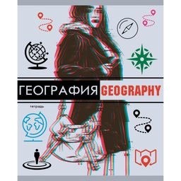 Цена за 5 шт. Тетрадь 48 л. А5 кл. скреп. Unnika GLITCH География мел. карт., выб.УФ-лак