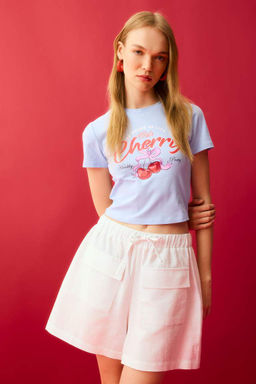 Классная футболка с короткими рукавами и круглым вырезом с принтом - Defacto фото 3