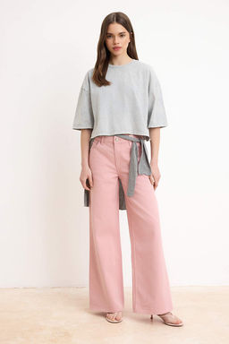 Pembe Cep Detayl? Yuksek Bel Wide Leg Jeans TWOSS26JE00286