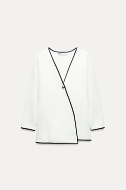 CONTRAST TRIM DOUBLE-BREASTED BLAZER - Zara фото 2