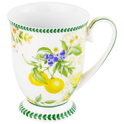 Кружка 300 мл 11*8*11 см "Лимоны" на ножке, фарфор NEW BONE CHINA