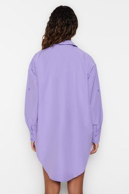 Plaj Giyim Lila Dokuma Maxi Gomlek TBESS22GO0664