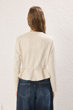 Ekru Regular Kusakl? Suet Ince Ceket Mont TWOSS25MO00043 - Trendyolmilla фото 4