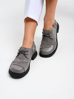 Полуботинки туфли EDART 205.патриция bl. Серый замок замша+серый игуана фото 13