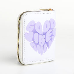 Кошелёк маленький Good vibes на молнии, белый