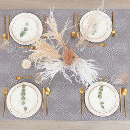 Скатерть Этель Ромбы цв.серебро, 142*283 +/-3 см, 115 10 гр,100% п/э  фото 6