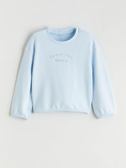 Bask?l? K?z Bebek Sweatshirt ve E?ofman Alt?