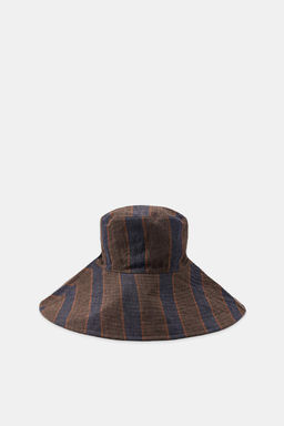 GORRO LINO 100% RAYAS REVERSIBLE / Azul