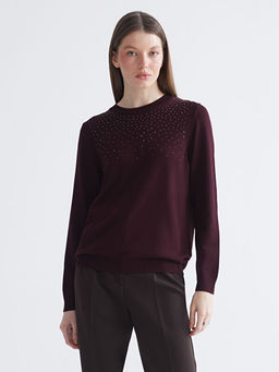 Bisiklet Yaka Ta?l? Kad?n Triko Kazak