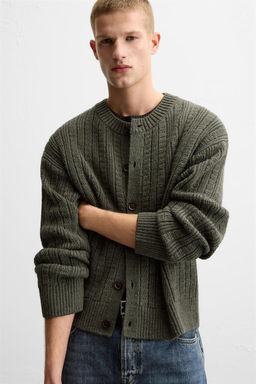 TEXTURED CABLE-KNIT CARDIGAN - Zara фото 5