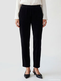 B?y?k Beden Beli Lastikli Kad?n Kadife Pantolon