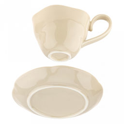 Шоколад Чашка фарфоровая 210мл, д9см h6,9см, с блюдцем д14,8см h2,1см, общая h7,5см, глянцевая глазурь, ассиметричная форма, цвет - кремовый, в коробке (Китай) - Домашняя мода фото 9