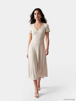 V Yaka Bodycon Elbise