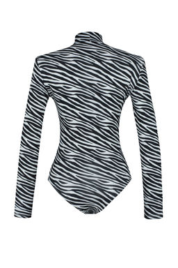 TRENDYOLMILLA Siyah Zebra Desenli Vatkal? Fitted/Vucuda Oturan Esnek C?tc?tl? Orme Body TWOSS20BD0003  фото 8